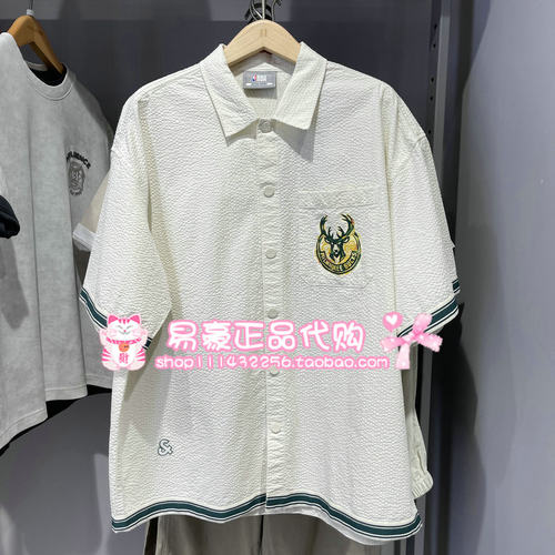 杰克琼斯字母白色纯棉翻领短袖衬衫 2262O2007 A04 6905571349654