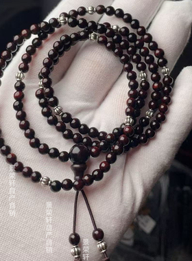 保真高油密天然印度小叶紫檀木生银女手串链小珠精致素雅多圈0.4