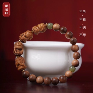 印度老山檀香单圈手串四不佛原创手链散珠配饰无相佛饰品diy款