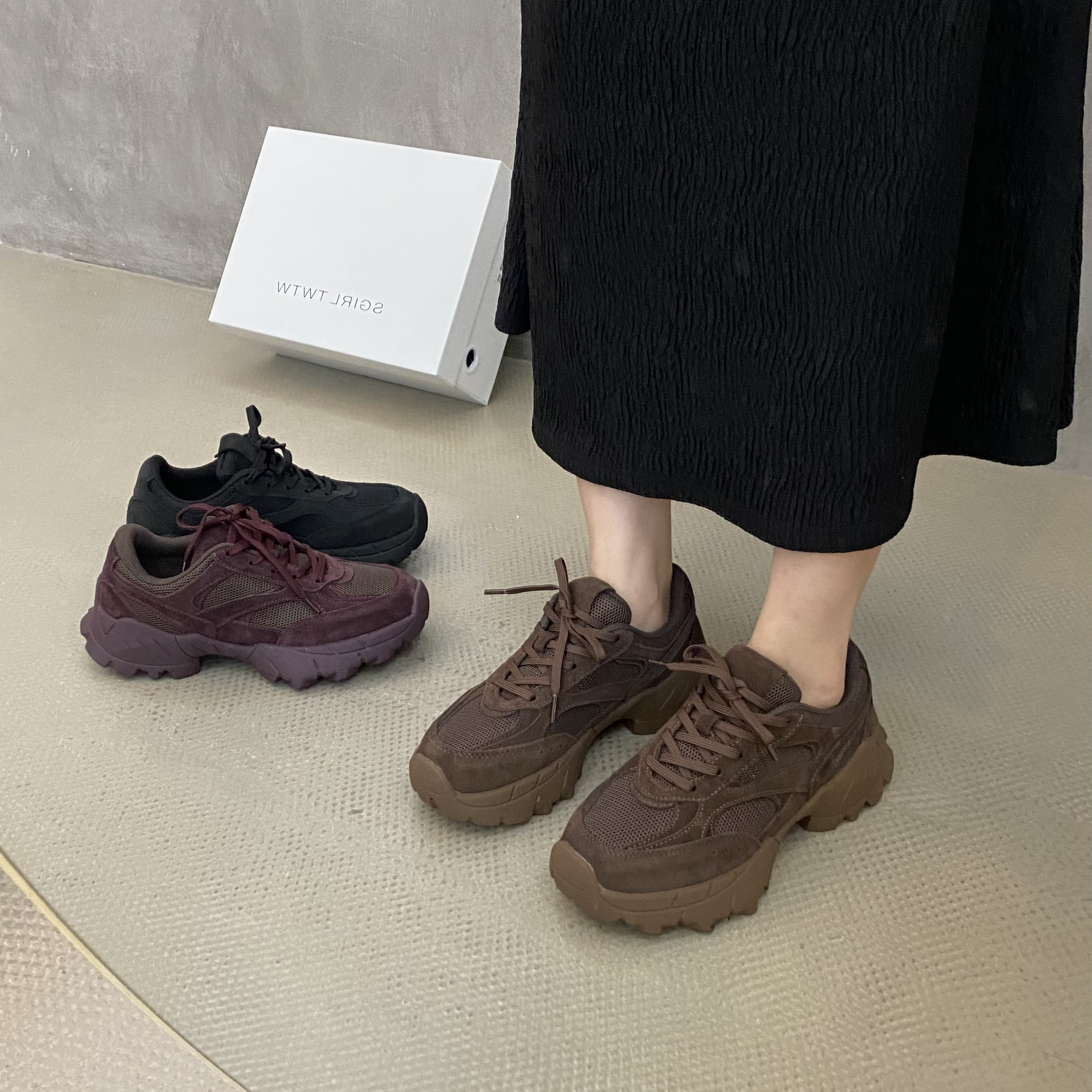 SGIRL TWTW复古厚底老爹鞋女2025新款韩版百搭增高休闲运动鞋潮