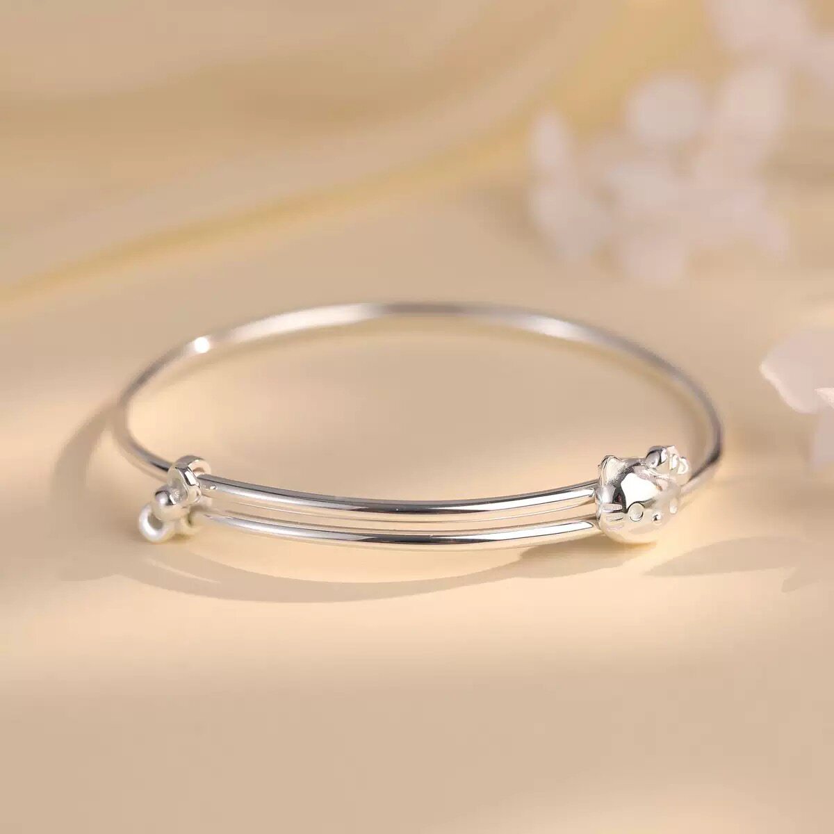 情人节礼物幸运四叶草999纯银手镯女士手环送女友生日情人节