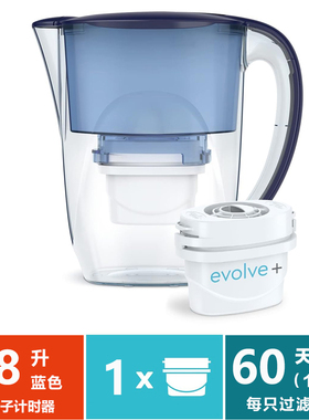 英国品牌安芯泉净水器滤芯净水杯过滤壶活性炭直饮除水垢2.8L蓝色