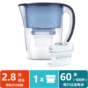 英国品牌安芯泉净水器滤芯净水杯过滤壶活性炭直饮除水垢2.8L蓝色