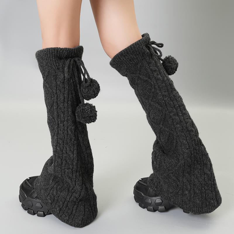 秋冬保暖羊毛袜套喇叭型显瘦腿套