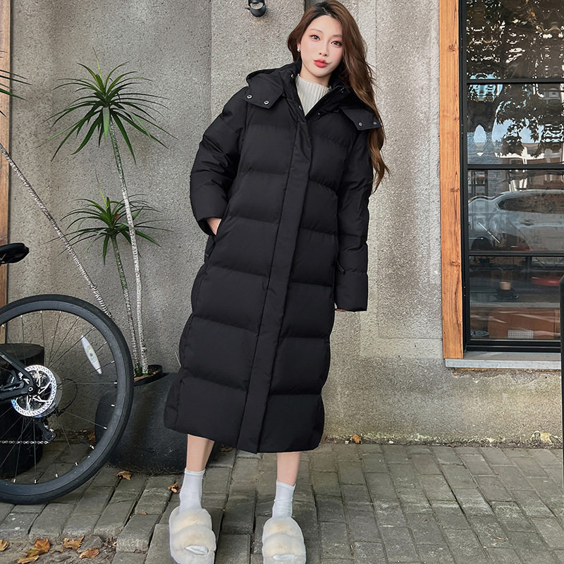 2024羽绒服女新款冬季中长宽松加厚过膝情侣简约百搭九江保暖
