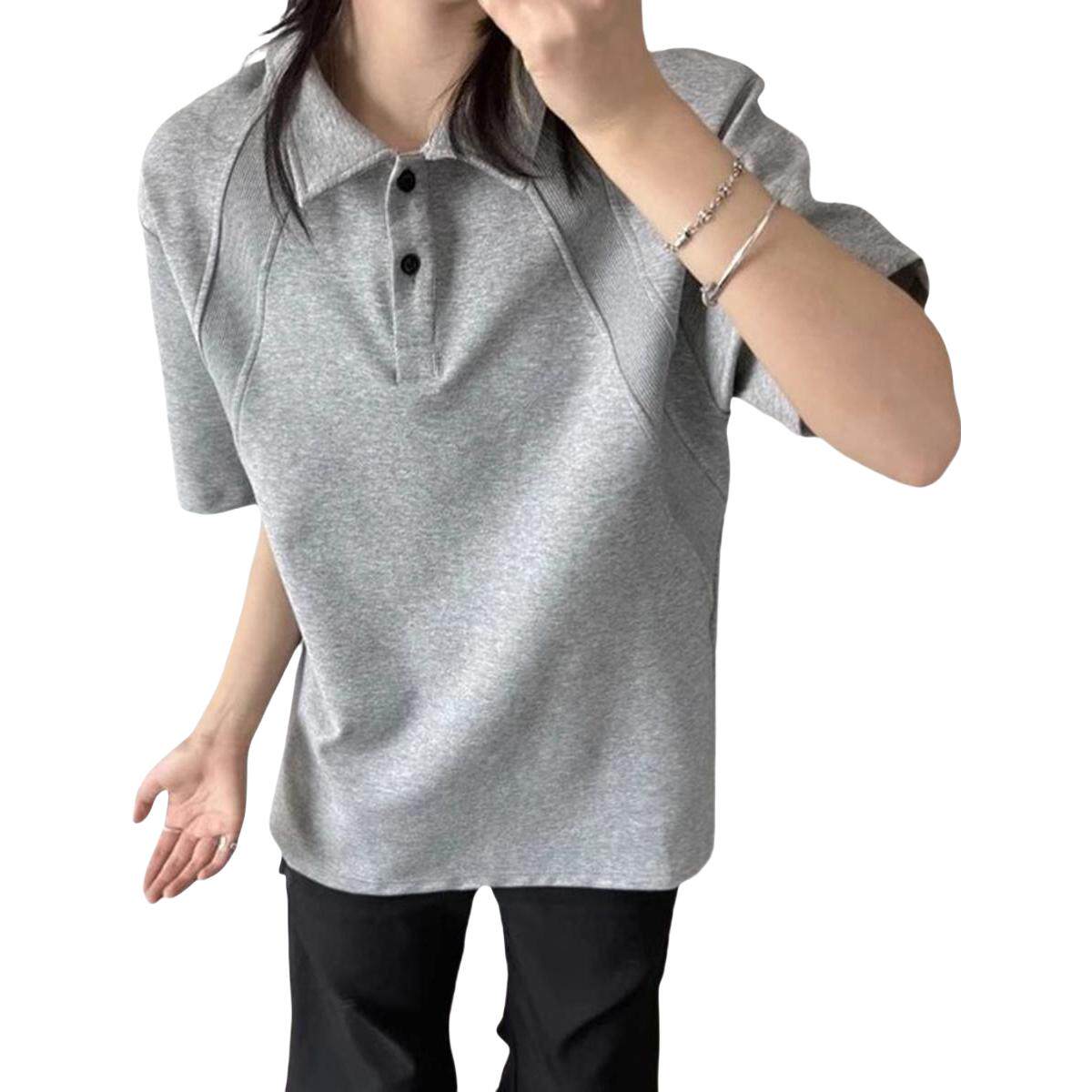 美式解构翻领短袖polo衫男夏季boxy版型t恤感内搭半截袖上衣