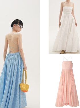 Rowi海岛法式高级感海边度假连衣裙气质女夏2025新款长裙