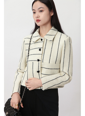 清仓不退/2折起 Rowi  coco条纹jing典减龄时髦外套开叉半裙套装