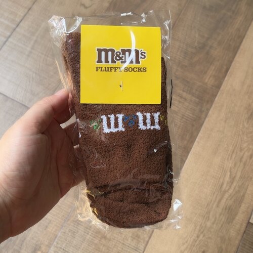 全新港澳711便利店限定m&m朱古力豆毛绒绒袜子中筒袜情侣袜厚袜
