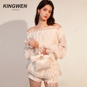 女装 一字肩衫 KINGWEN2026新款 纯欲露肩上衣 王玉雯孙乐言同款