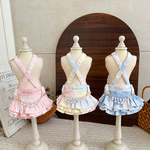 四季百搭背带半身蛋糕公主裙宠物猫狗衣服闪钻扎染牛仔裙打底裙