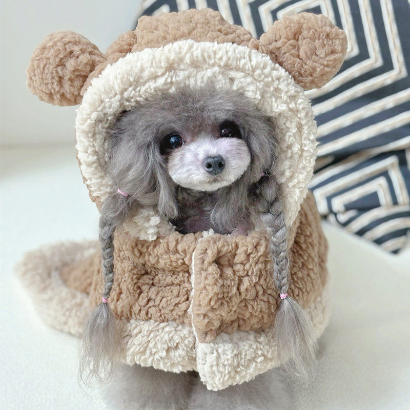 糯米家狗宠物披风睡觉毛毯被子小熊睡袍秋冬保暖小型犬斗篷衣服