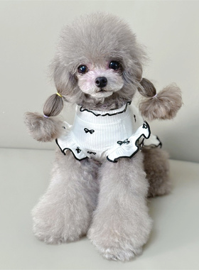 高弹蝴蝶结家居服飞袖连衣裙宠物猫狗衣服长袖小型犬猫比熊打底衫