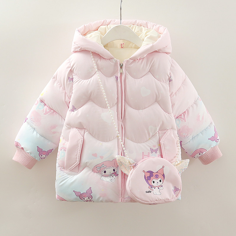 女童秋冬加绒库洛米羽绒棉服外套