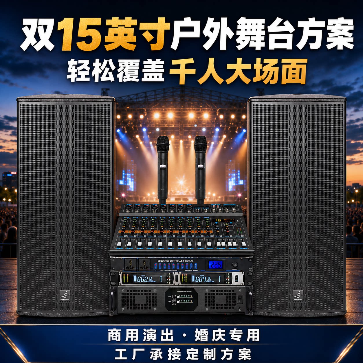 双专业15英寸户外舞台演出音响