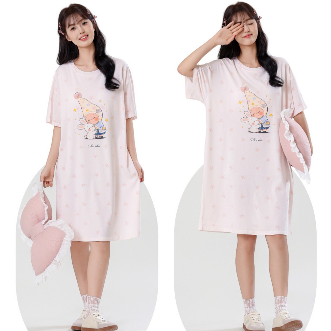 2026玉白菜8101睡裙女款带胸垫甜美可爱睡衣卡通少女家居服裙子