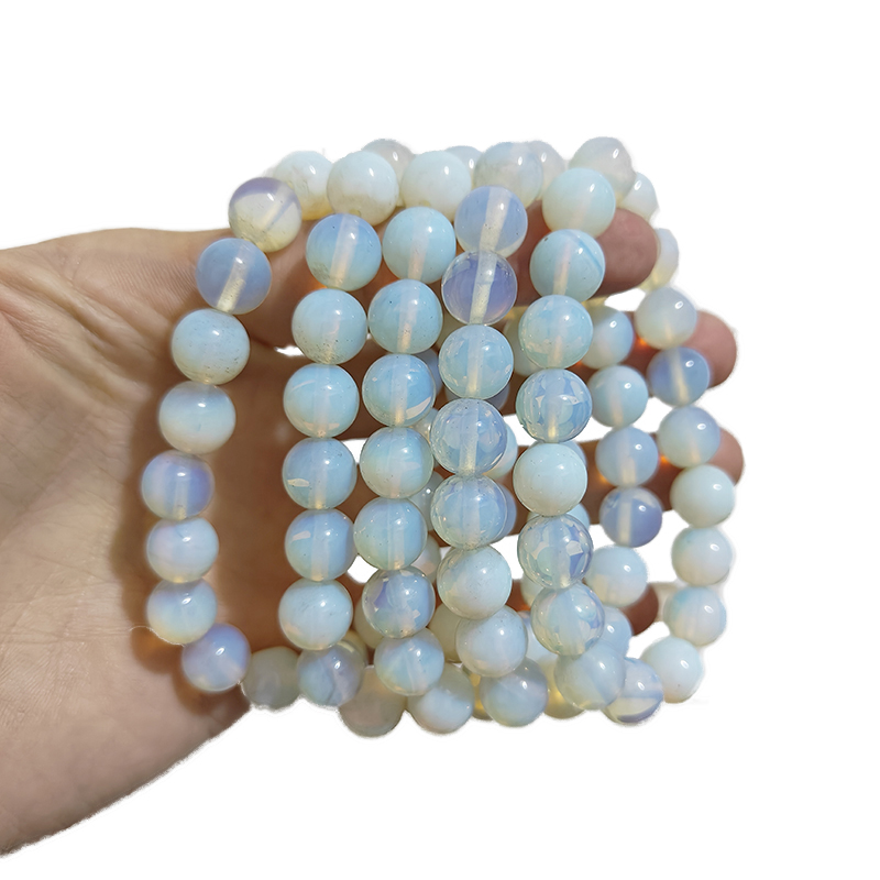 百搭蛋白石手链男女款神秘蓝光情侣月光石闺蜜水晶转运手串礼物