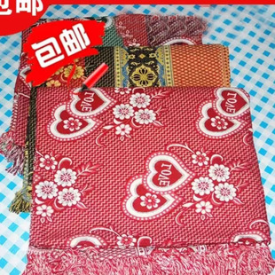 结婚春秋毯爱心线毯办公室随身毯子沙发巾床单三色加厚纯棉空调毯