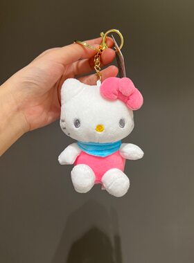 正版三丽鸥围巾款Hellokitty毛绒KT猫可爱毛绒小挂件玩偶玩具