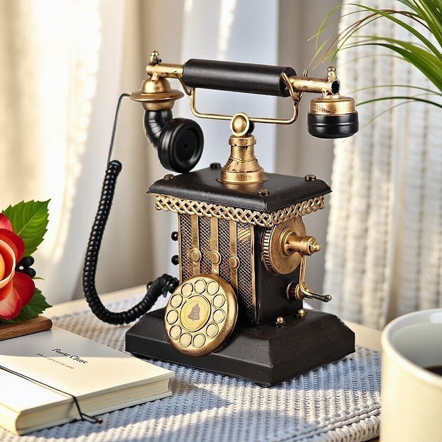民国老式电话机复古手摇转盘座机模型摆件怀旧上海老物件直播道具