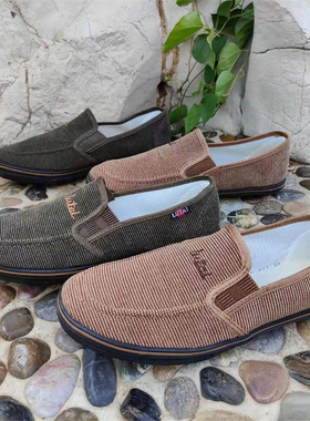 山东鲁泰鞋男条绒低帮帆布休闲鞋户外透气吸汗软底老北京鞋劳动鞋