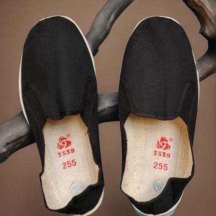 一脚蹬3539正品布鞋松紧口布鞋黑色橡胶底低帮鞋男女开车轻便布鞋