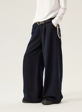 VCR STUDIO 高级感变色牛仔裤百搭垂感美式复古牛仔阔腿弯刀裤