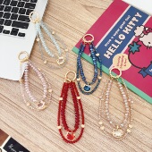 精美高级水晶双链闪钻凯蒂猫手机链挂件钥匙链包挂女生礼物