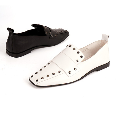 SHELLYS皮鞋方头单鞋铆钉