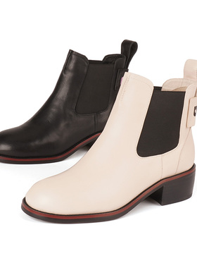 35-39头层牛皮shellys英国 内增高厚底马丁单短靴小个子烟筒靴女