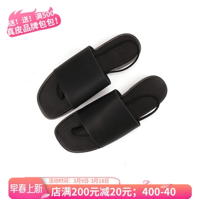 shellys牛皮两穿平底女凉拖鞋