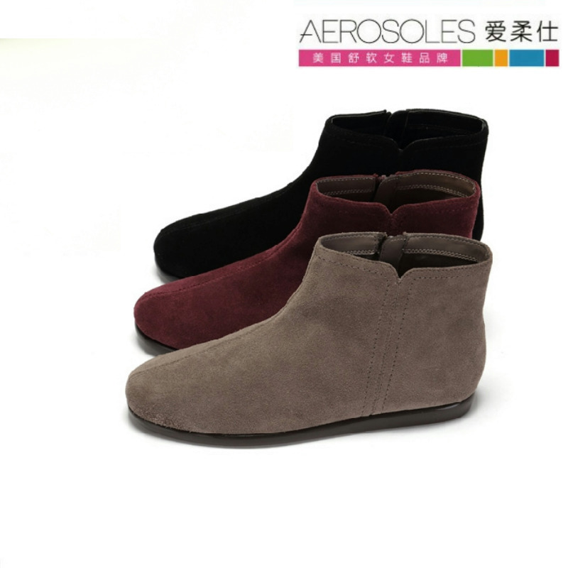 Aerosoles爱柔仕酒红色平底短靴