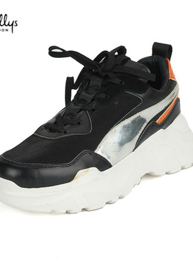 牛皮35/39 英国品牌shellys 拼色老爹鞋秋厚底增高高品质运动鞋女