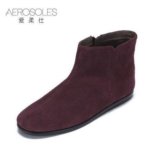 Aerosoles爱柔仕酒红色平底短靴