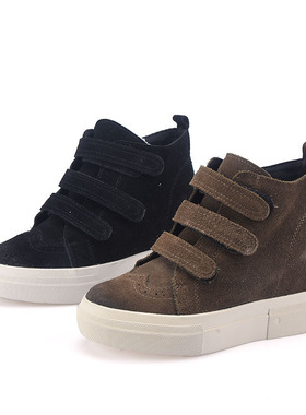 34-38真皮Scenic 白底休闲老爹鞋内增高休闲鞋系带英伦风女鞋短靴