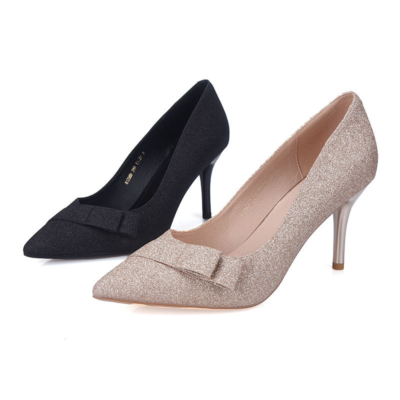 格利特亮闪粉高跟鞋女春夏季