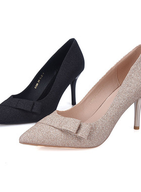 34-38格利特Scenic 闪亮粉高跟鞋女秋款尖头设计感小众细跟单鞋婚