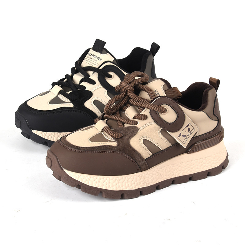 真皮加绒BABORER冬款老爹鞋女款