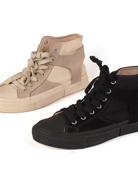 Shellys英国品牌ins潮休闲百搭短靴高帮靴女时尚潮2024个性小白鞋