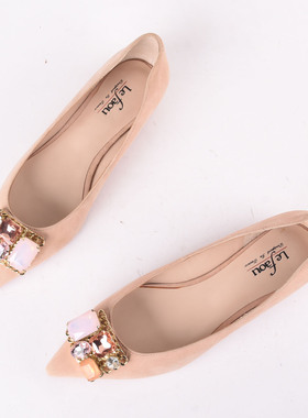 法式风尖头浅口单鞋女水钻装饰通勤百搭气质女鞋不累脚