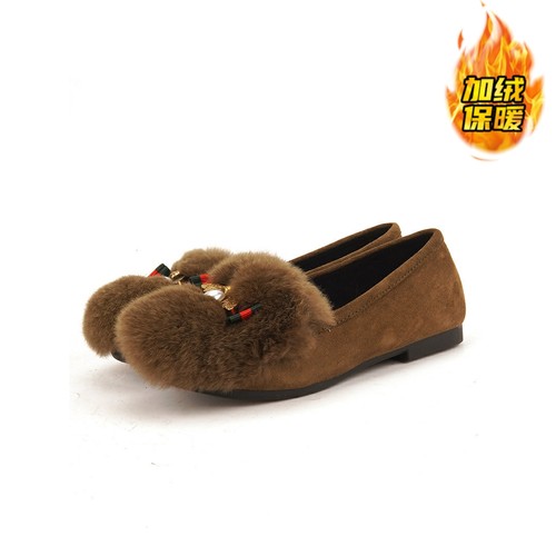 韩国直邮兔毛折扣豆豆鞋软面毛绒