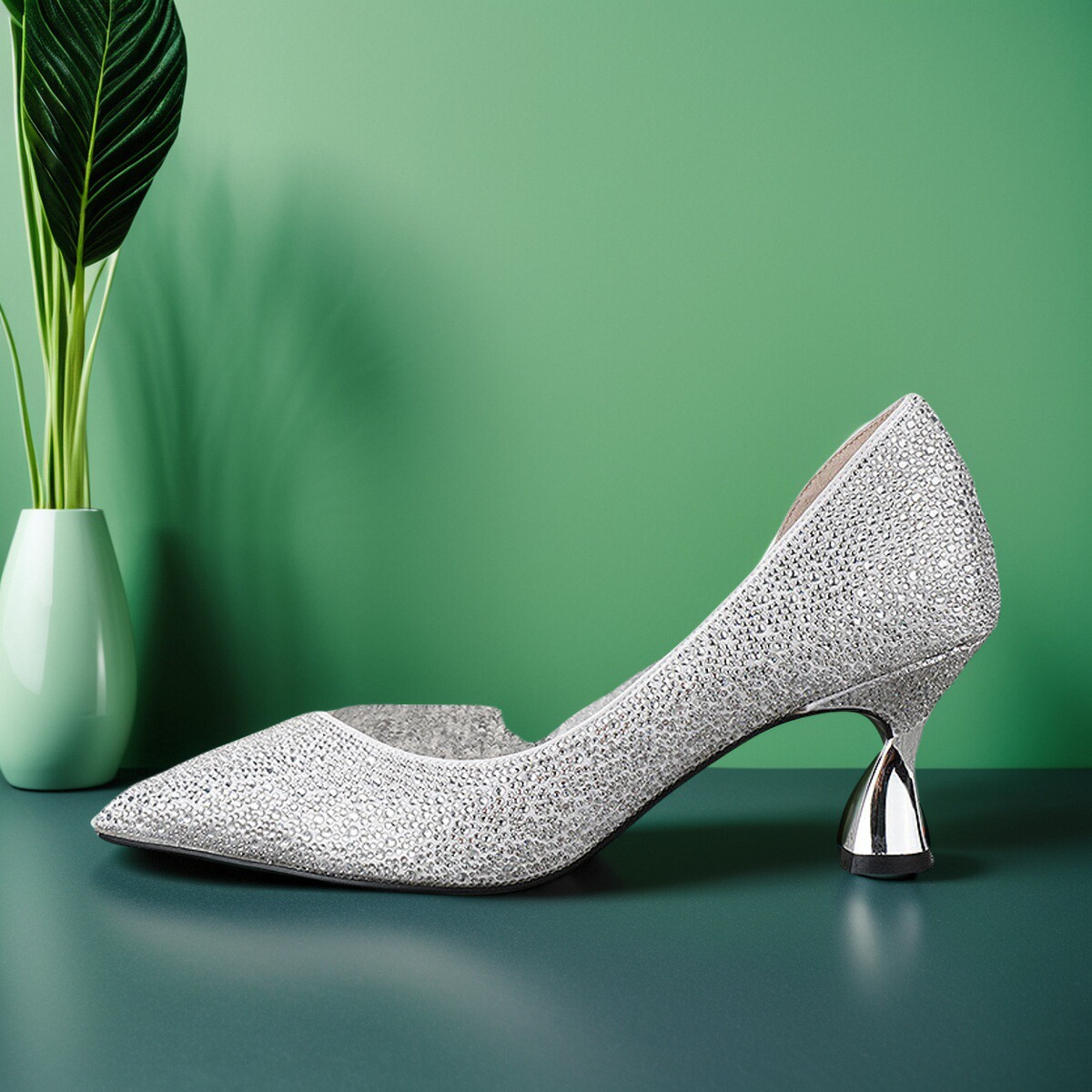 欧洲站艺元素镂空水钻透气高跟鞋