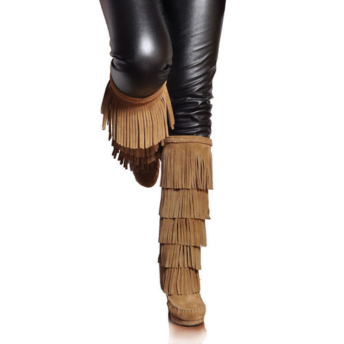 流苏靴时尚牛皮流苏羊毛里雪地靴