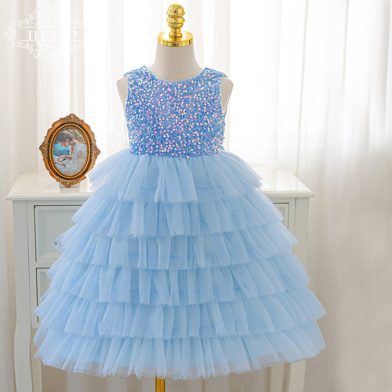 女童亮片公主裙儿童主持钢琴六一演出服高端轻奢女宝生日公主裙