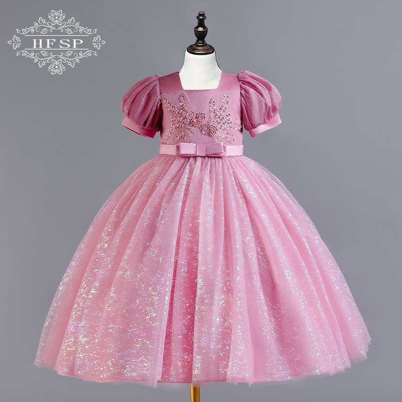 女童舞台演出裙高端钢琴礼服裙儿童网纱公主裙洋气生日礼服蓬蓬裙