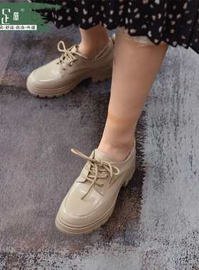 超轻时尚乐福鞋女粗跟系带英伦风小皮鞋简约舒适休闲百搭鞋241025