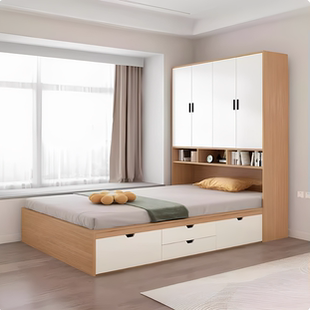 福州定制家具榻榻米床衣柜一体小户型多功能省空间镂空床柜一体