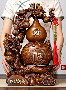 旋转葫芦摆件招财纳福金蟾客厅电视酒柜玄关家居乔迁店铺开业礼品