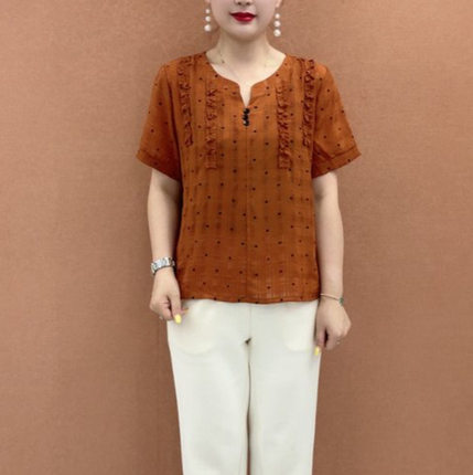 夏季新款妈妈装洋气百搭大码中老年宽松遮肚子短袖t恤女