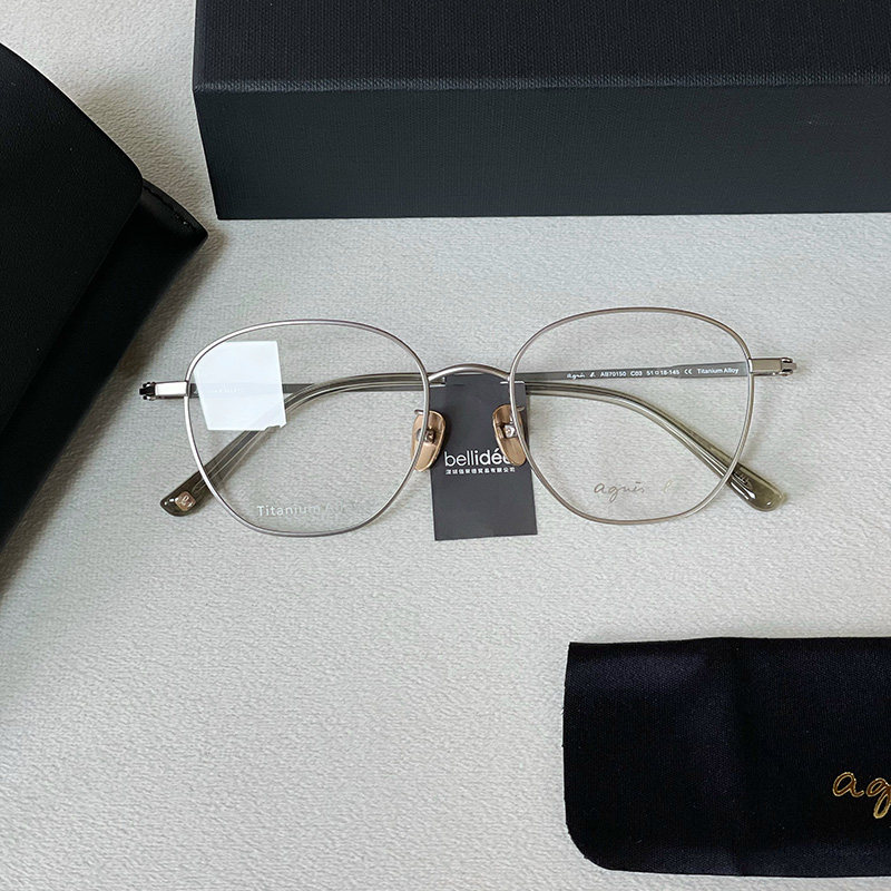 法国设计师品牌Agnes b.复古眼镜框全钛超轻可配变色近视眼睛镜架